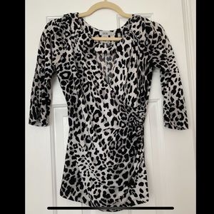 Cheetah Print Wrap Front Blouse